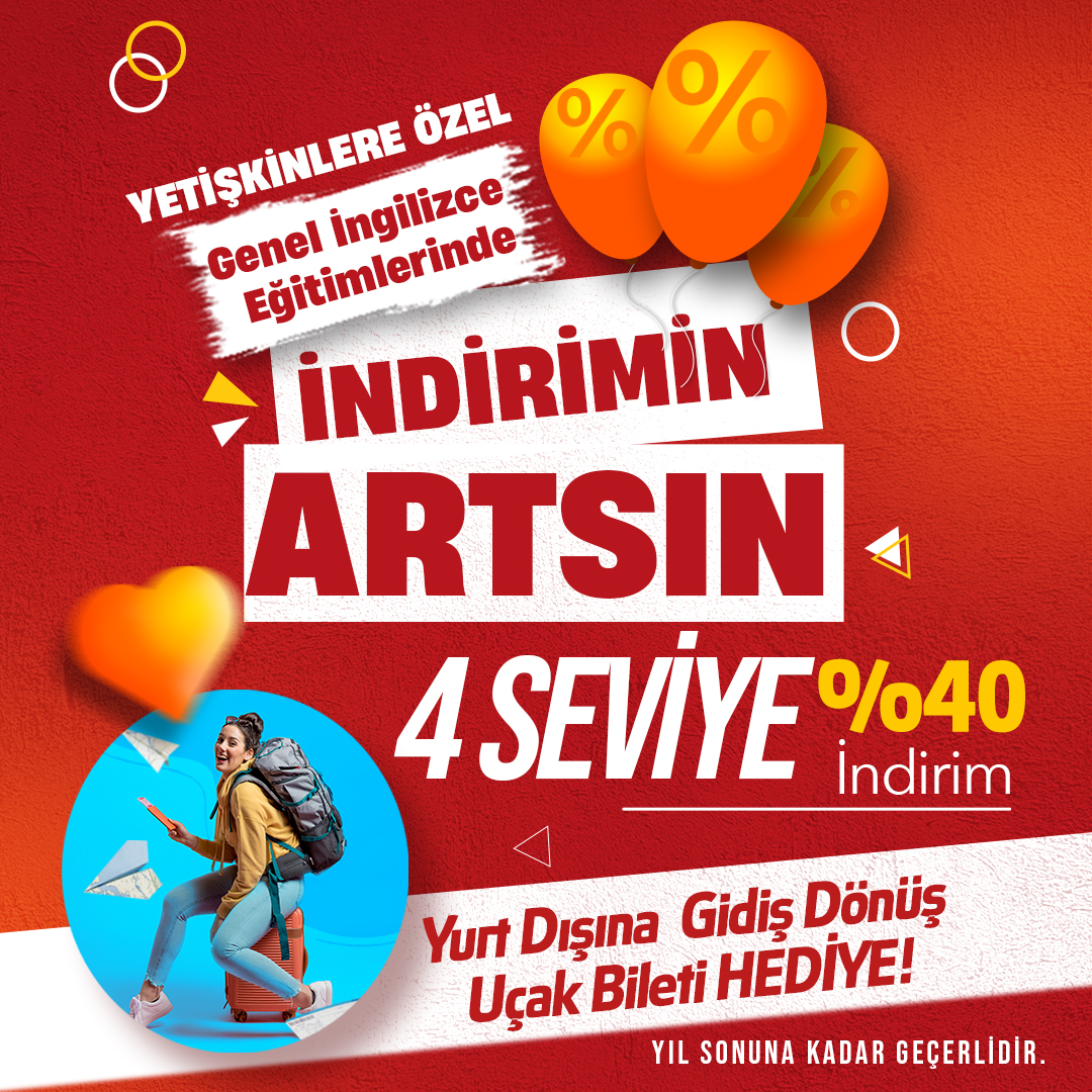 Genel İngilizce Eğitimlerinde 4 Seviye Alana %40 İndirim